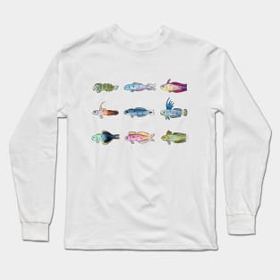 Saltwater Reef Aquarium Dartfish In Watercolor Long Sleeve T-Shirt